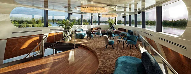 Het interieur bovenin de Blue Rhapsody