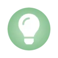 Icoon met een lampje dat investeren voor morgen en een duurzame evenementenlocatie symboliseert